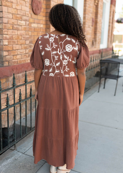 Maeve Brown Embroidered Dress