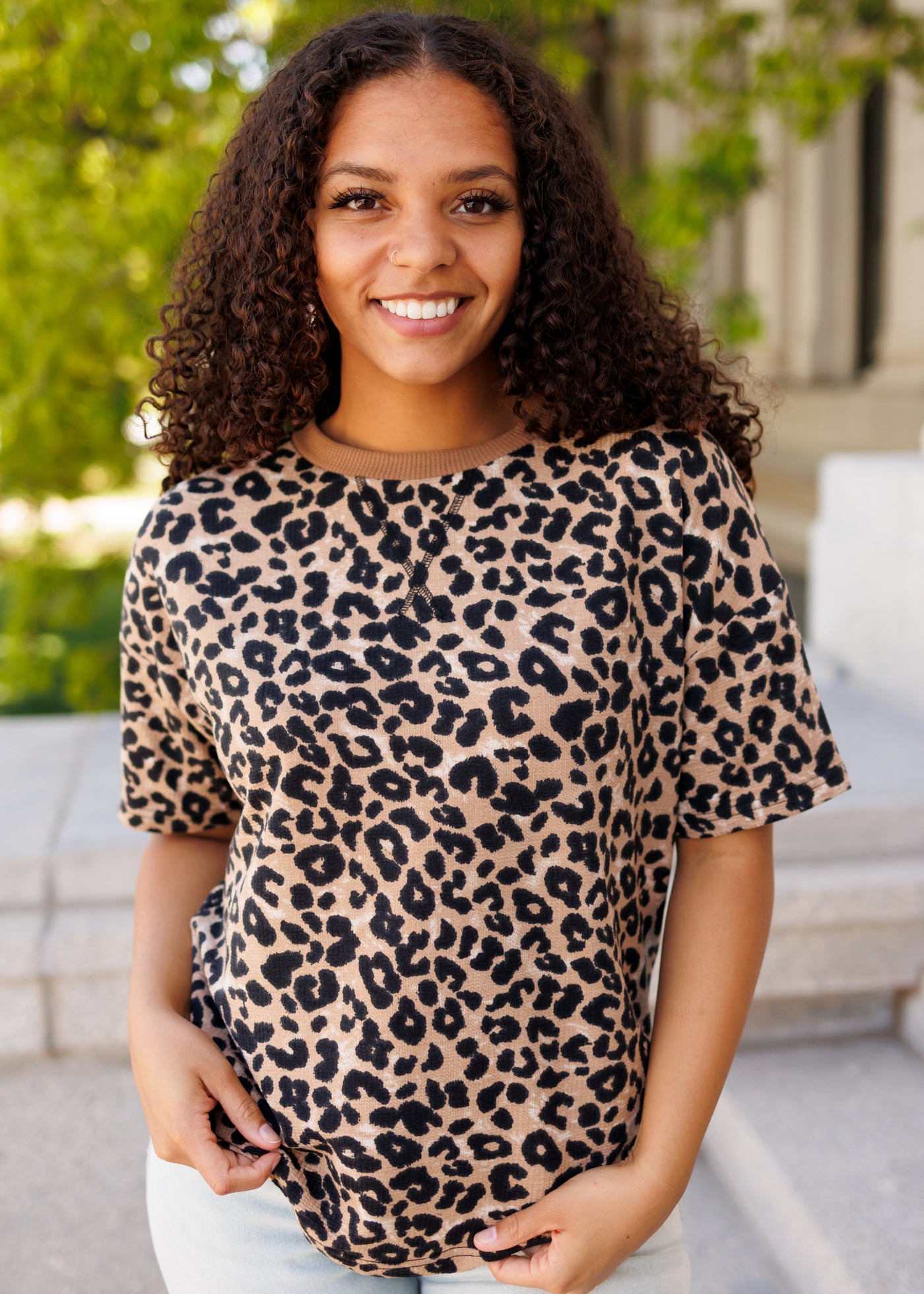 Brown leopard top