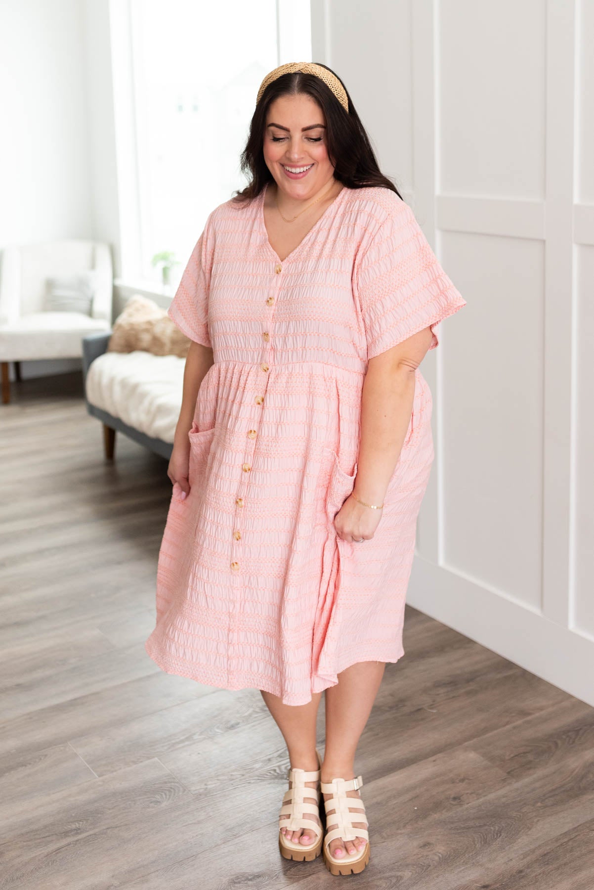 Magnolia Peach Textured Dress