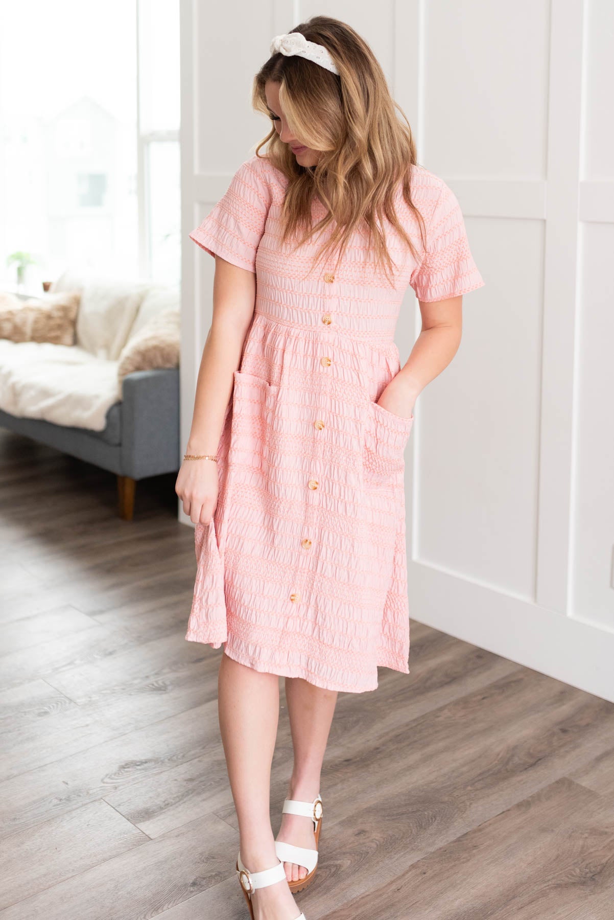 Magnolia Peach Textured Dress
