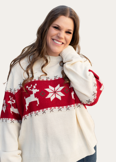 Maizie Cream Patterned Sweater