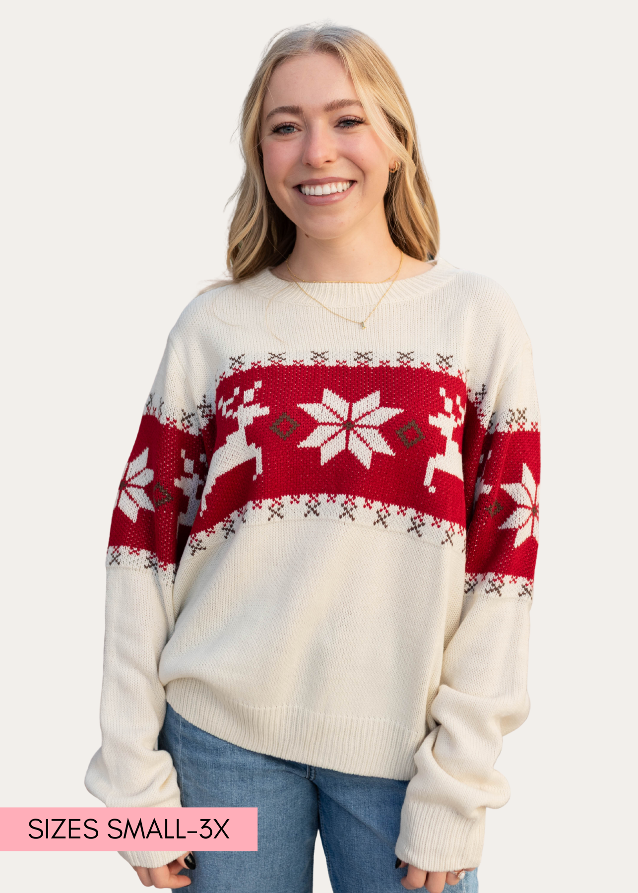 Maizie Cream Patterned Sweater