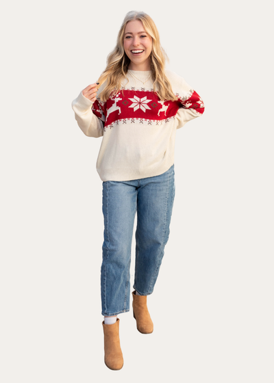 Maizie Cream Patterned Sweater