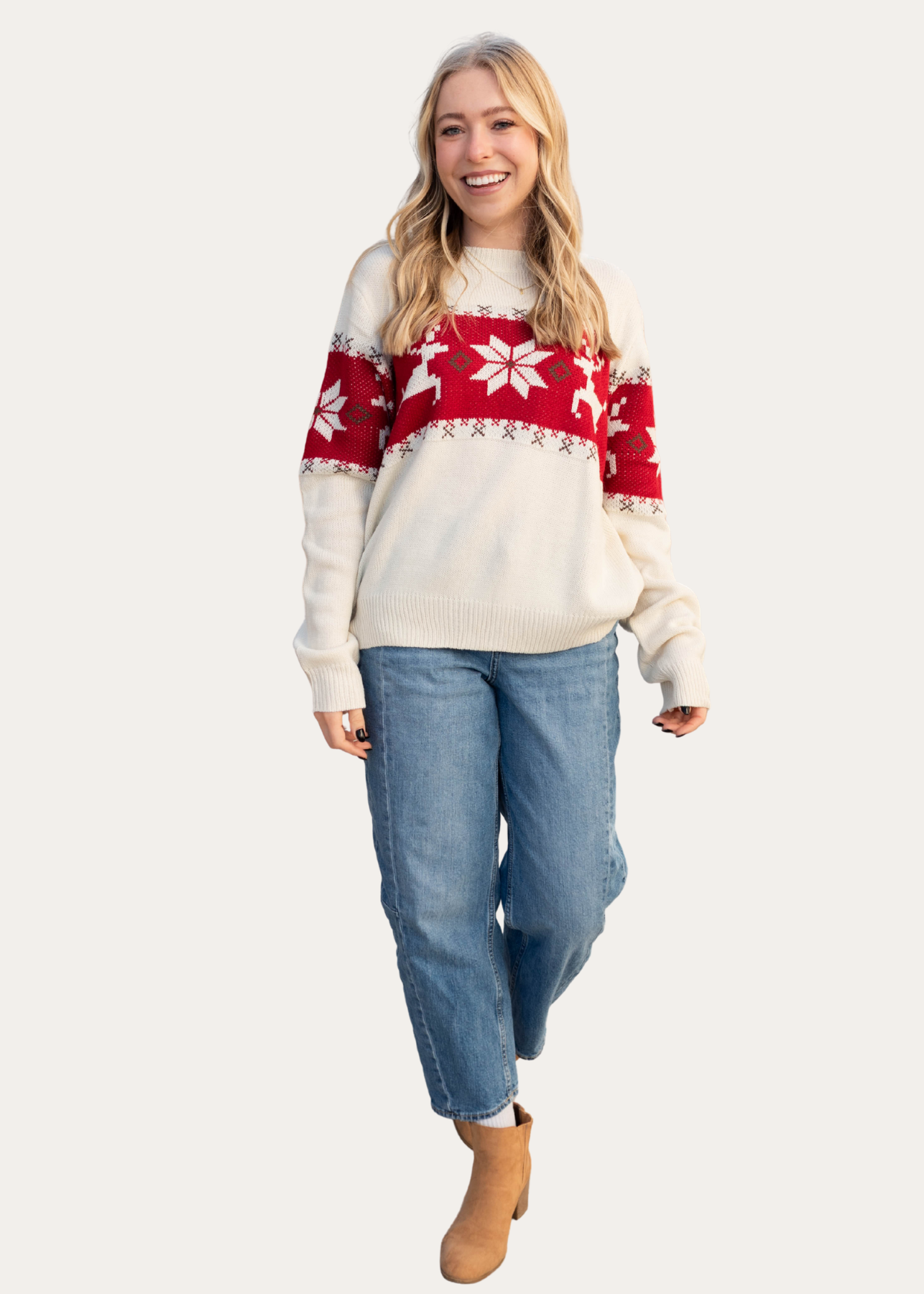 Maizie Cream Patterned Sweater