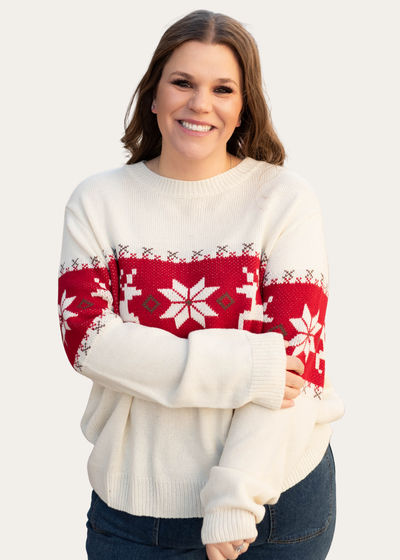 Maizie Cream Patterned Sweater