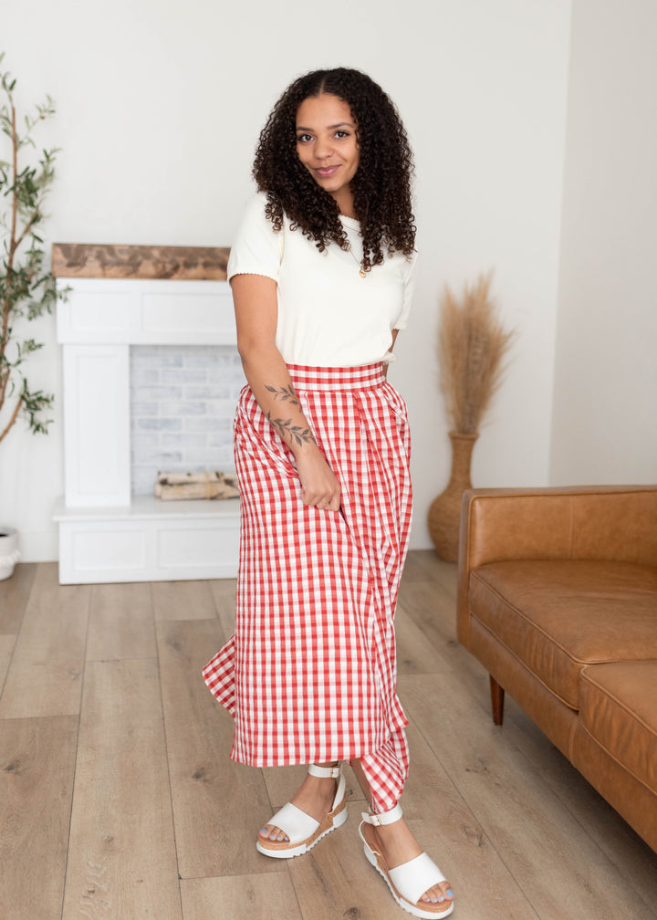 Mallory Red Gingham Skirt - Classic Gingham Skirt | Lena Layne