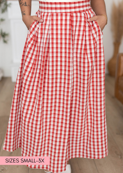 Mallory Red Gingham Skirt - Classic Gingham Skirt | Lena Layne