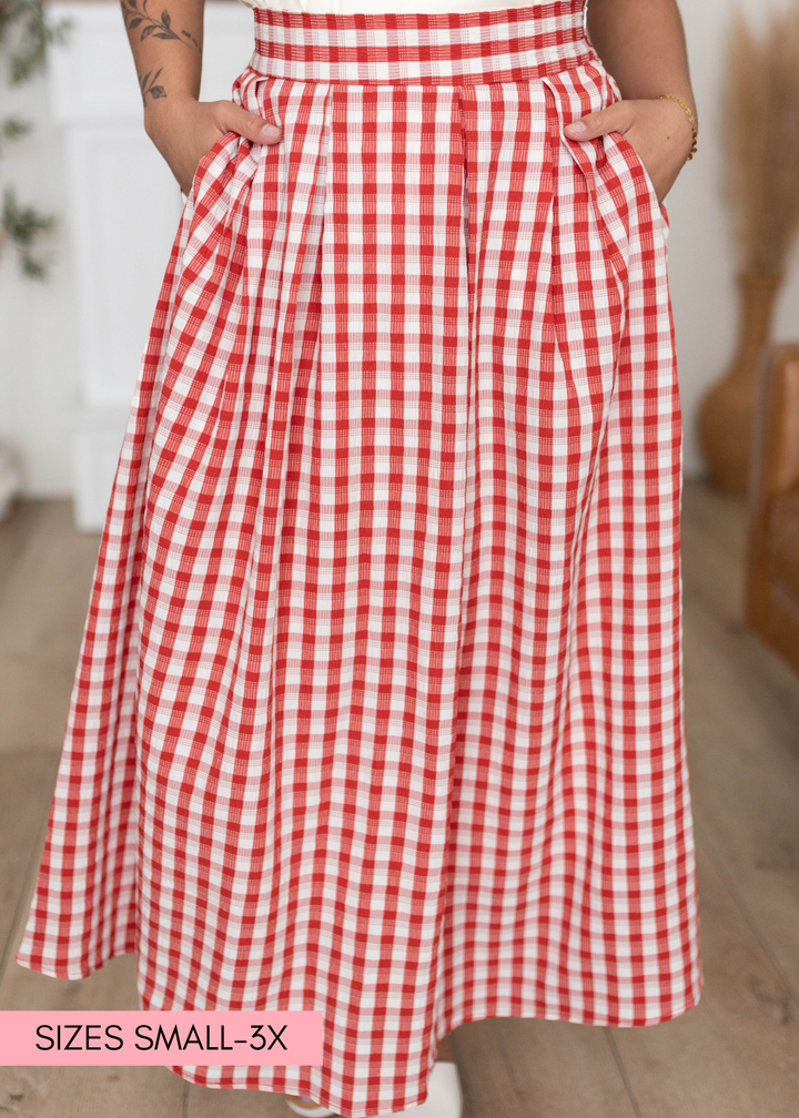 Mallory Red Gingham Skirt - Classic Gingham Skirt | Lena Layne