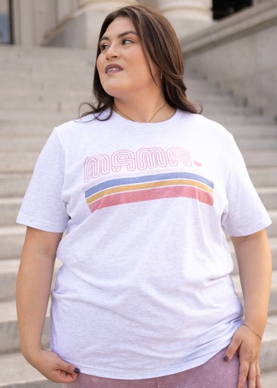 Size 1x to 3x plus size mama ash grey tee at Lena Layne
