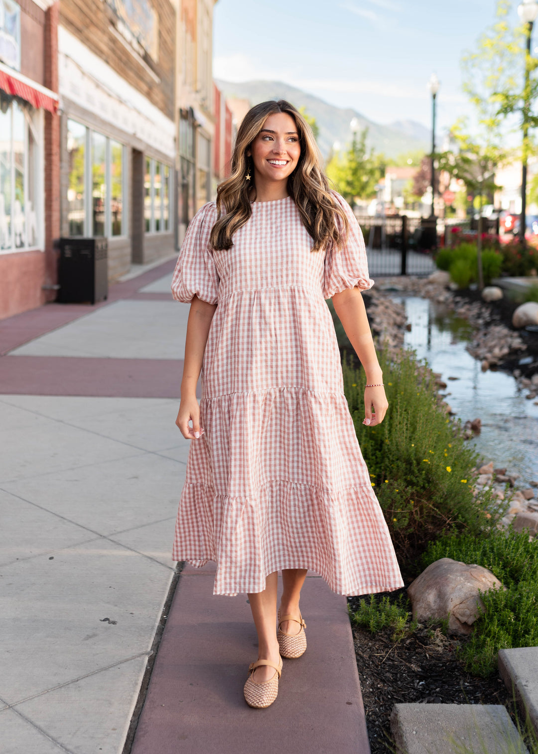 ね*け様 Fairy love Gingham check ワンピース ピンク Mariah Pink Gingham Tiered Dress — Lena & Lou Exclusive | Lena Layne