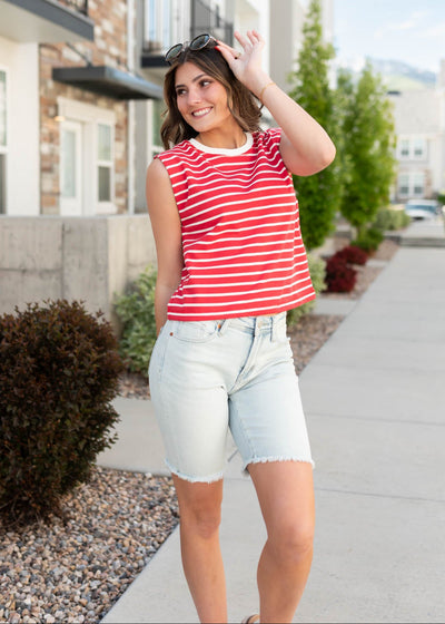 Small red striped tee