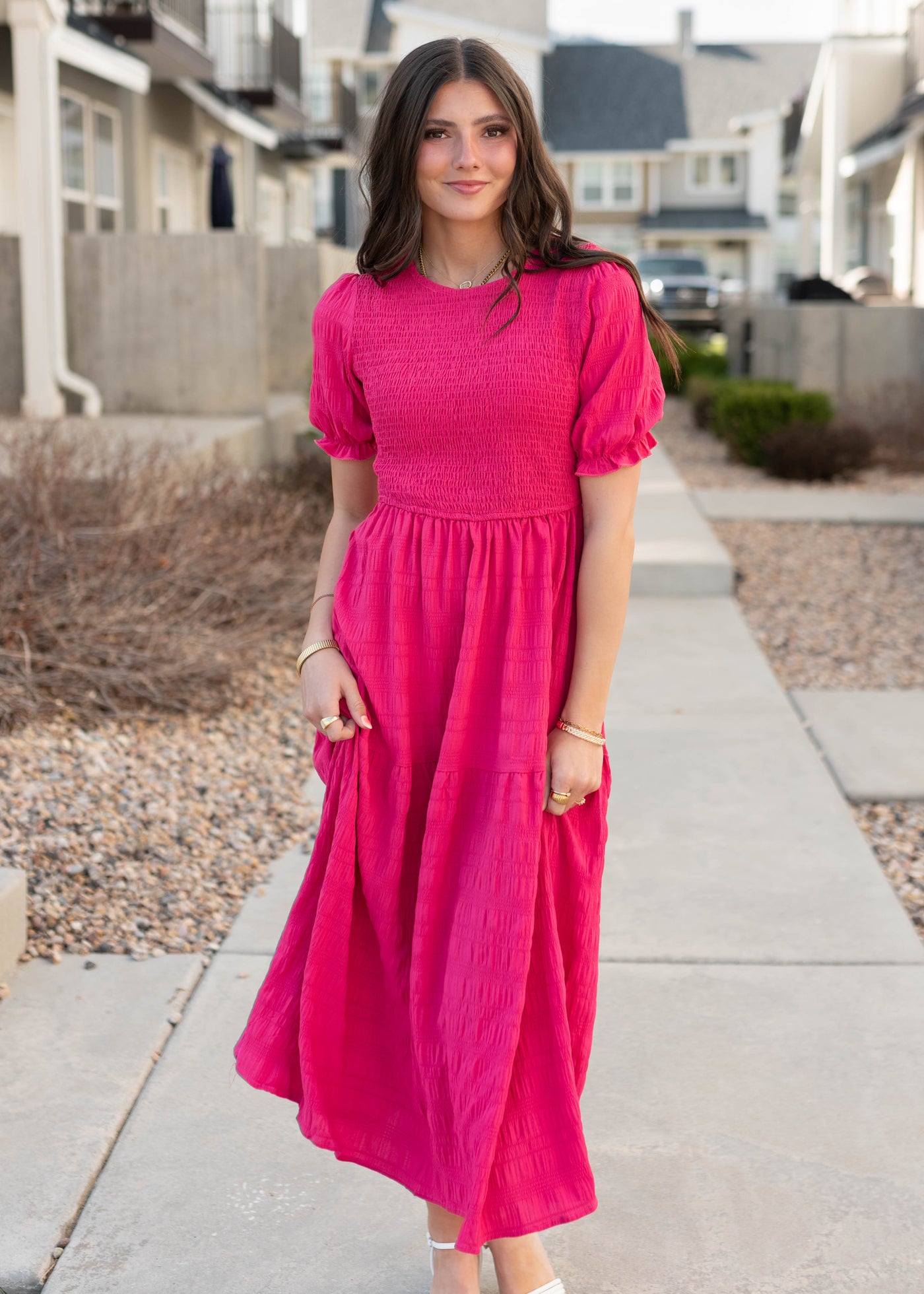 Marie Hot Pink Tiered Dress Solution Lena Layne Marie Hot Pink Tiered Dress Solution Lena Layne