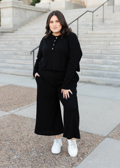 Marion Black Textured Top