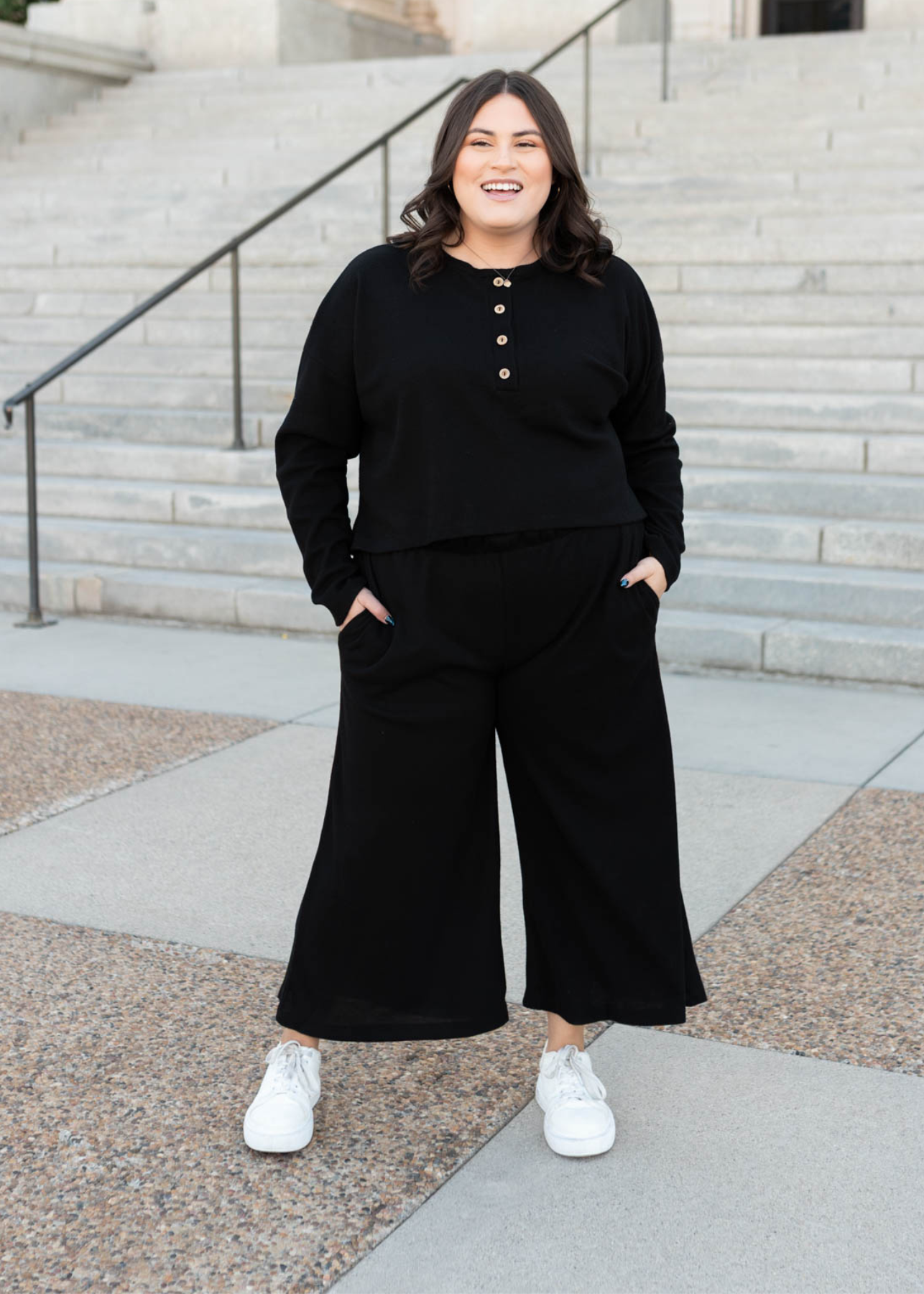 Marion Black Textured Top