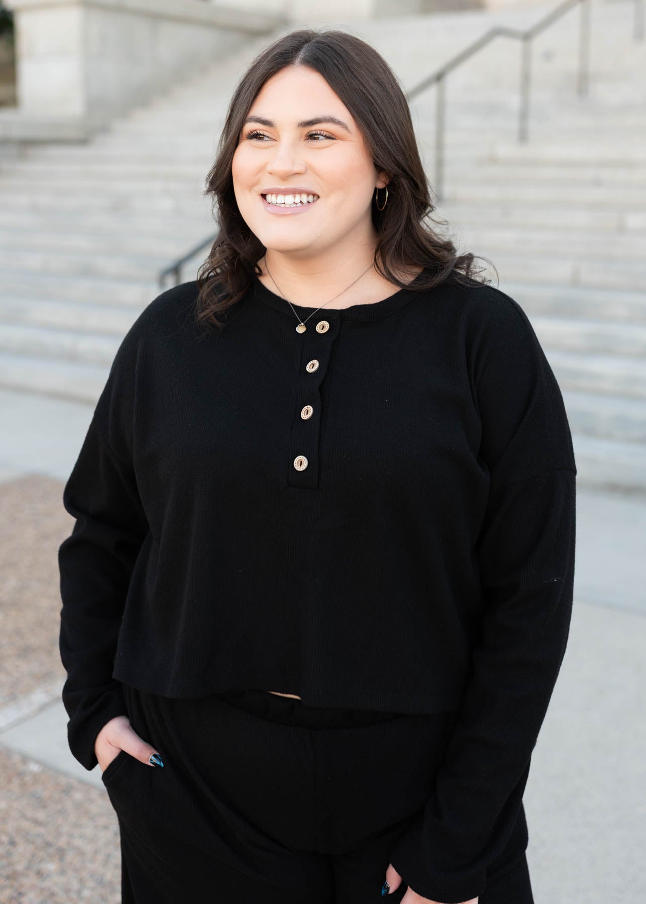 Marion Black Textured Top