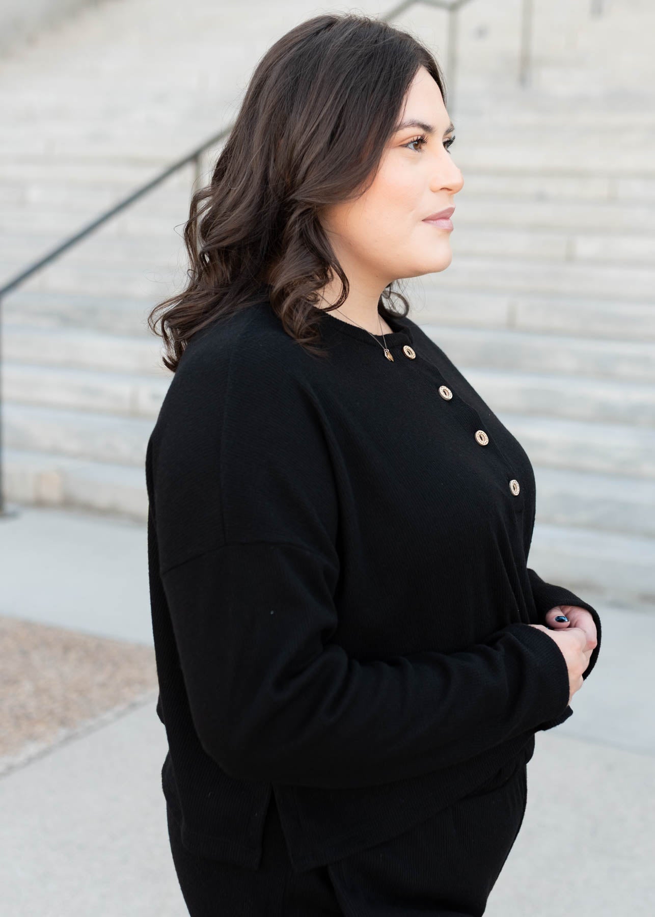 Marion Black Textured Top