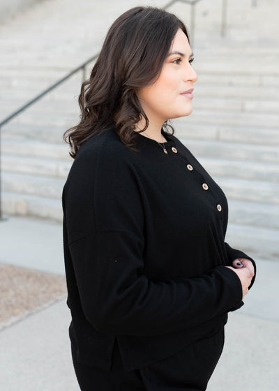 Marion Black Textured Top