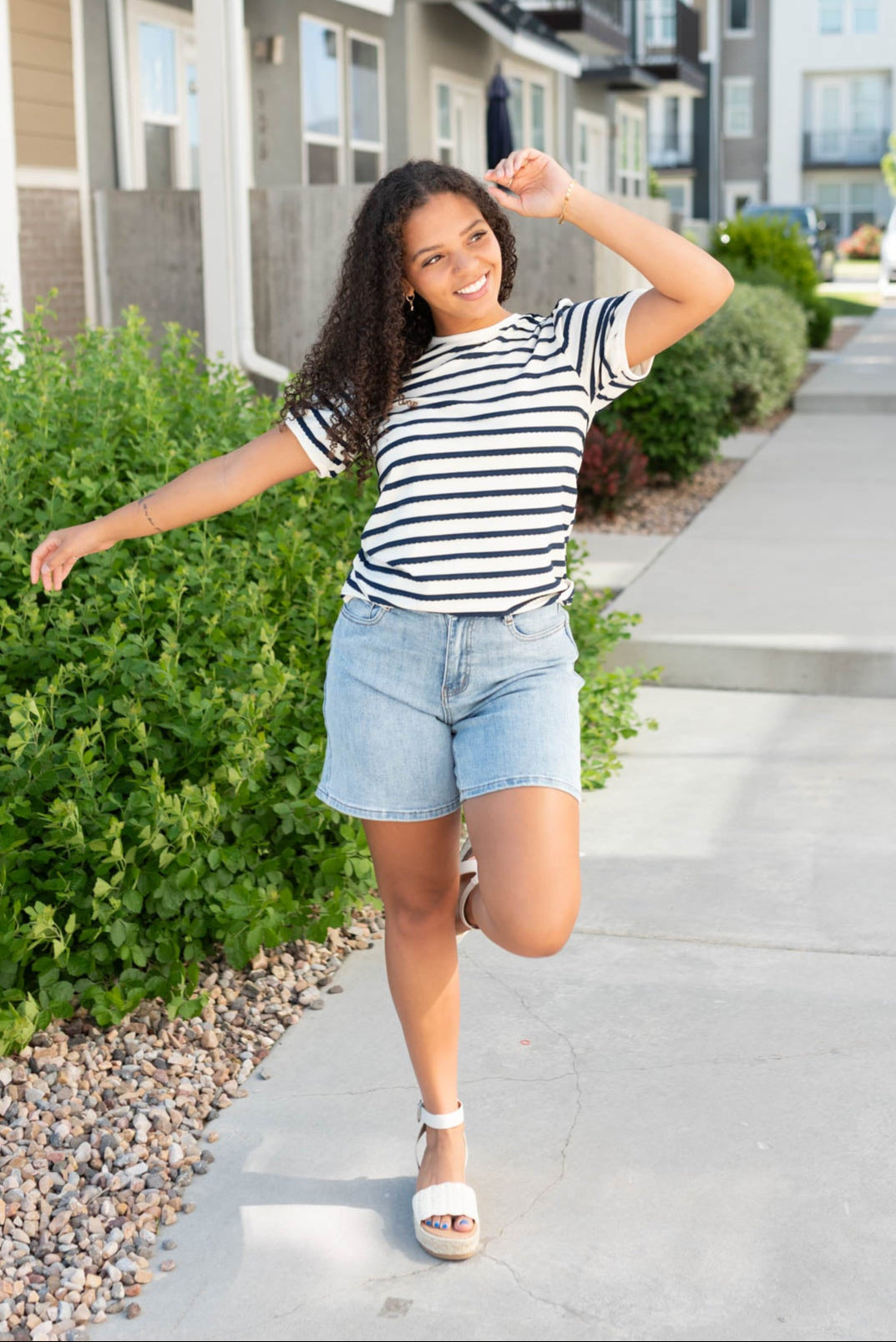 Navy striped top