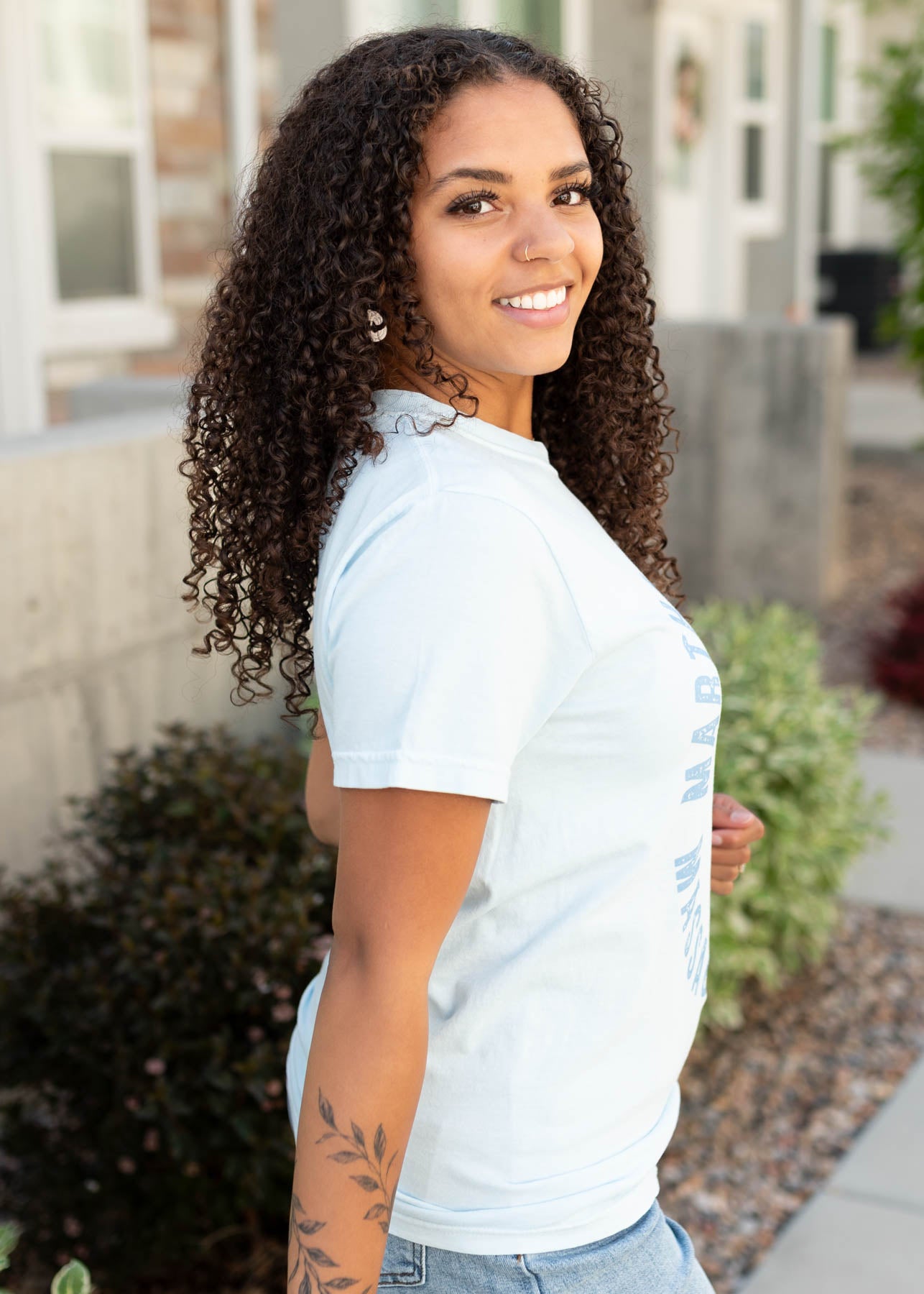 Side view of the Martha's Vineyard graphic tee