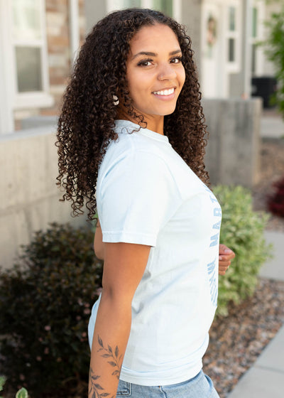 Side view of the Martha's Vineyard graphic tee