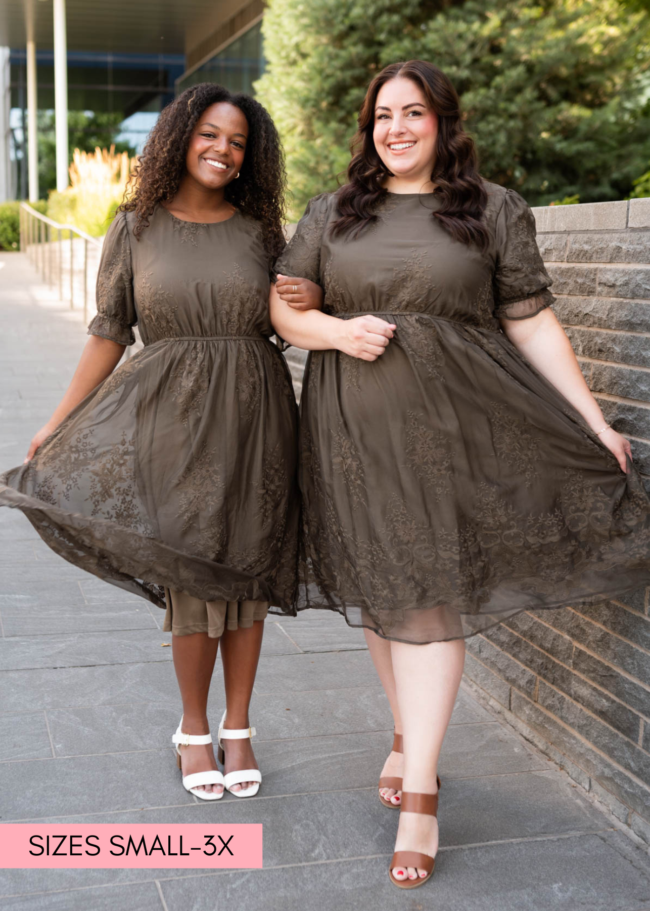 Mary Dark Olive Embroidered Dress
