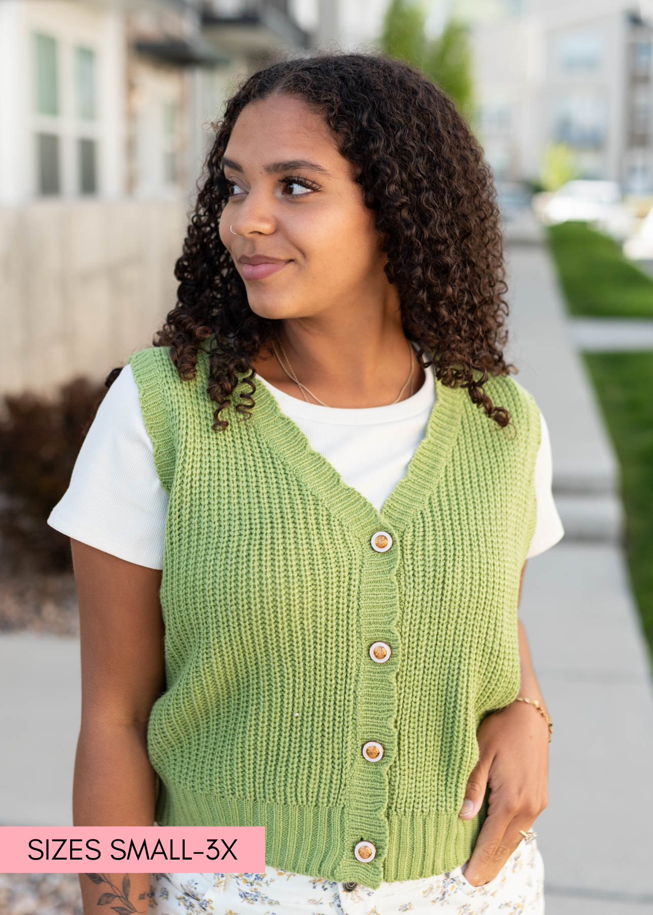 Green button up vest