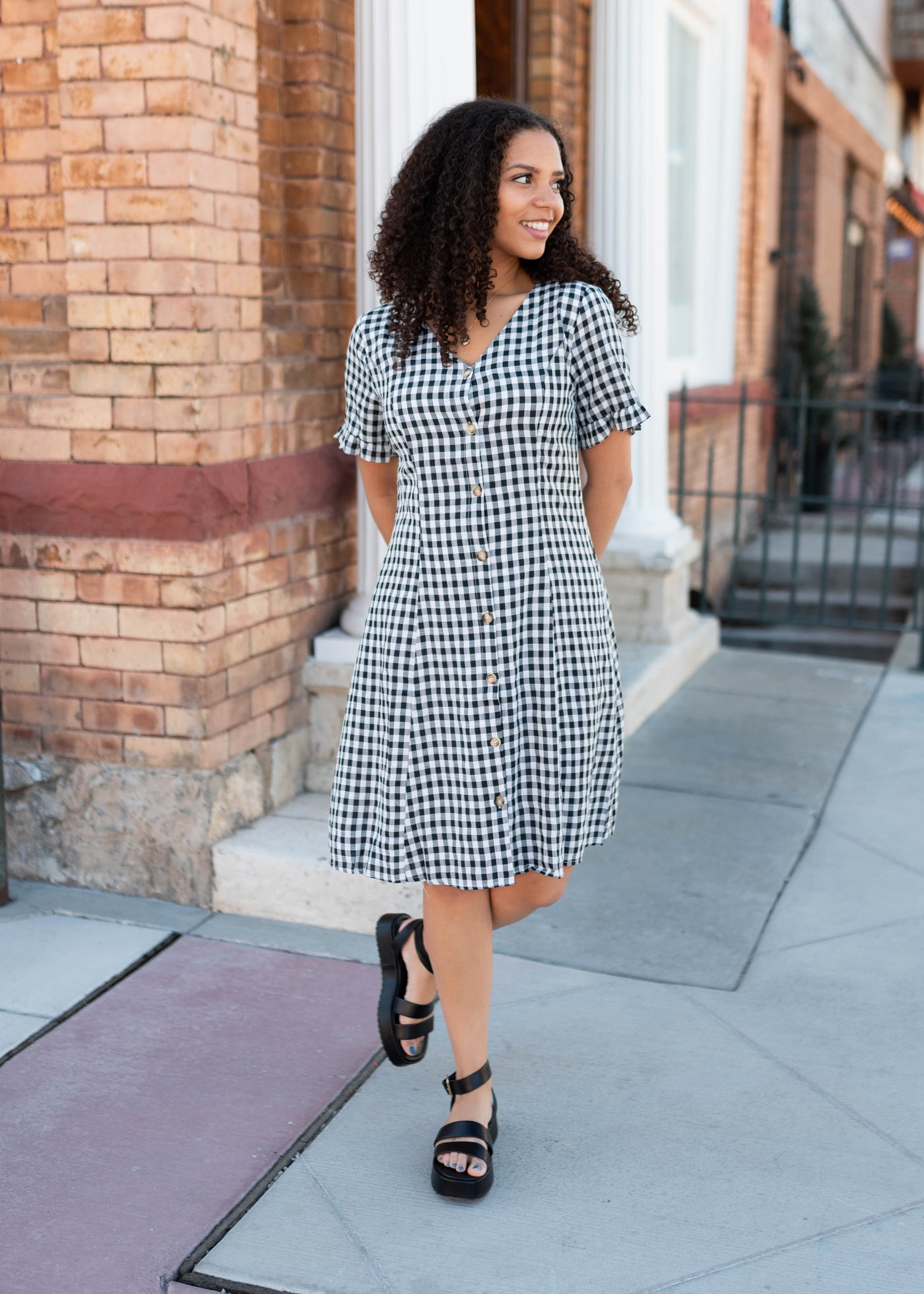 black gingham dress short Berrie Black Gingham Strapless Mini Dress - US 6