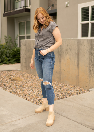 Light grey denim top