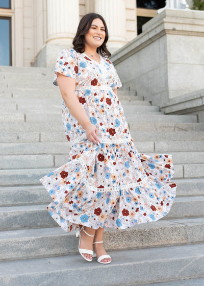 plus size cream floral dress
