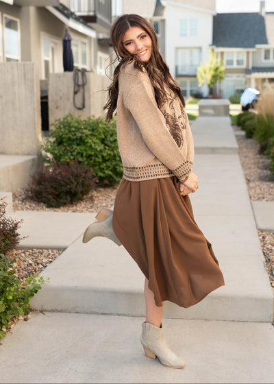 Midi cocoa smocked dress