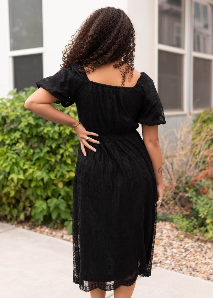 Misty Black Lace Midi Dress Tea N Rose 1x