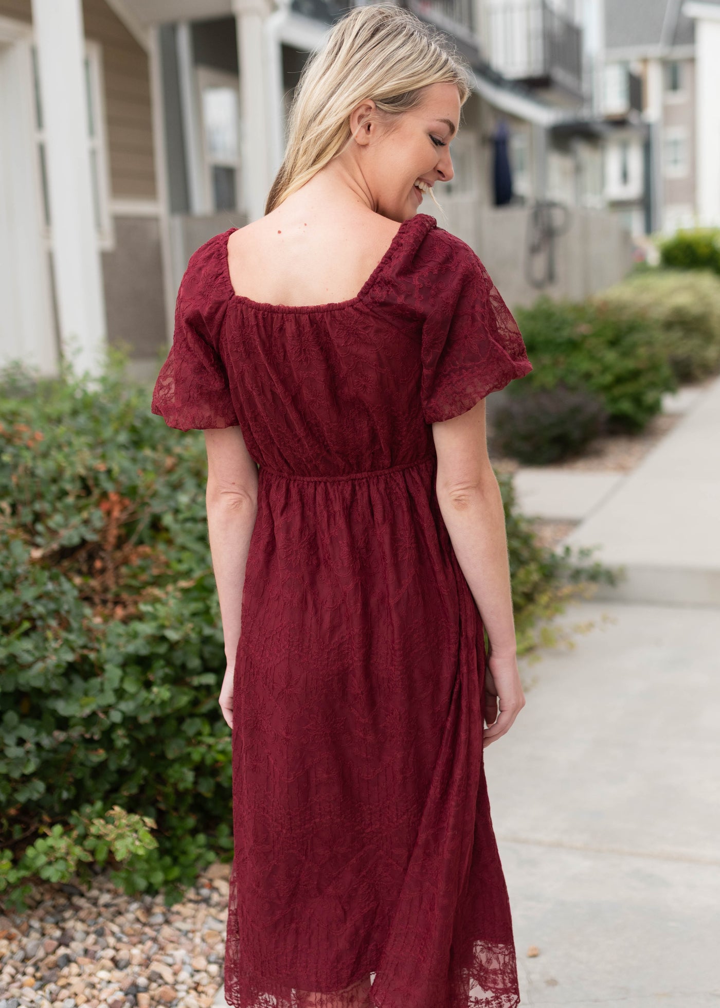 Misty Wine Lace Dress