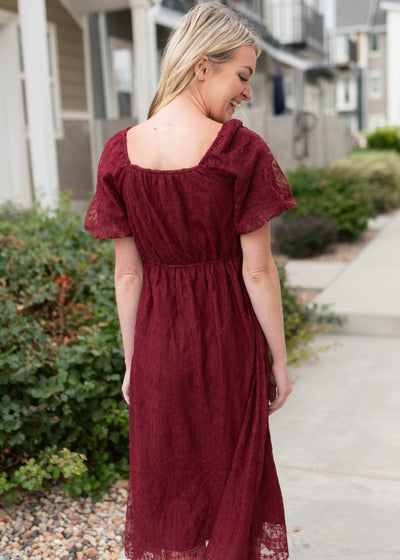 Misty Wine Lace Dress