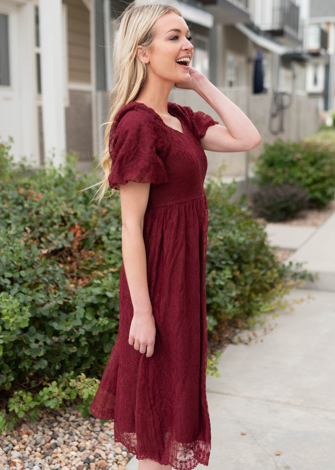 Misty Wine Lace Dress