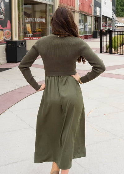 Mollie Green Satin Sweater Dress