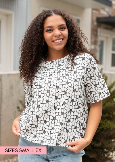 Black floral embroidered shirt