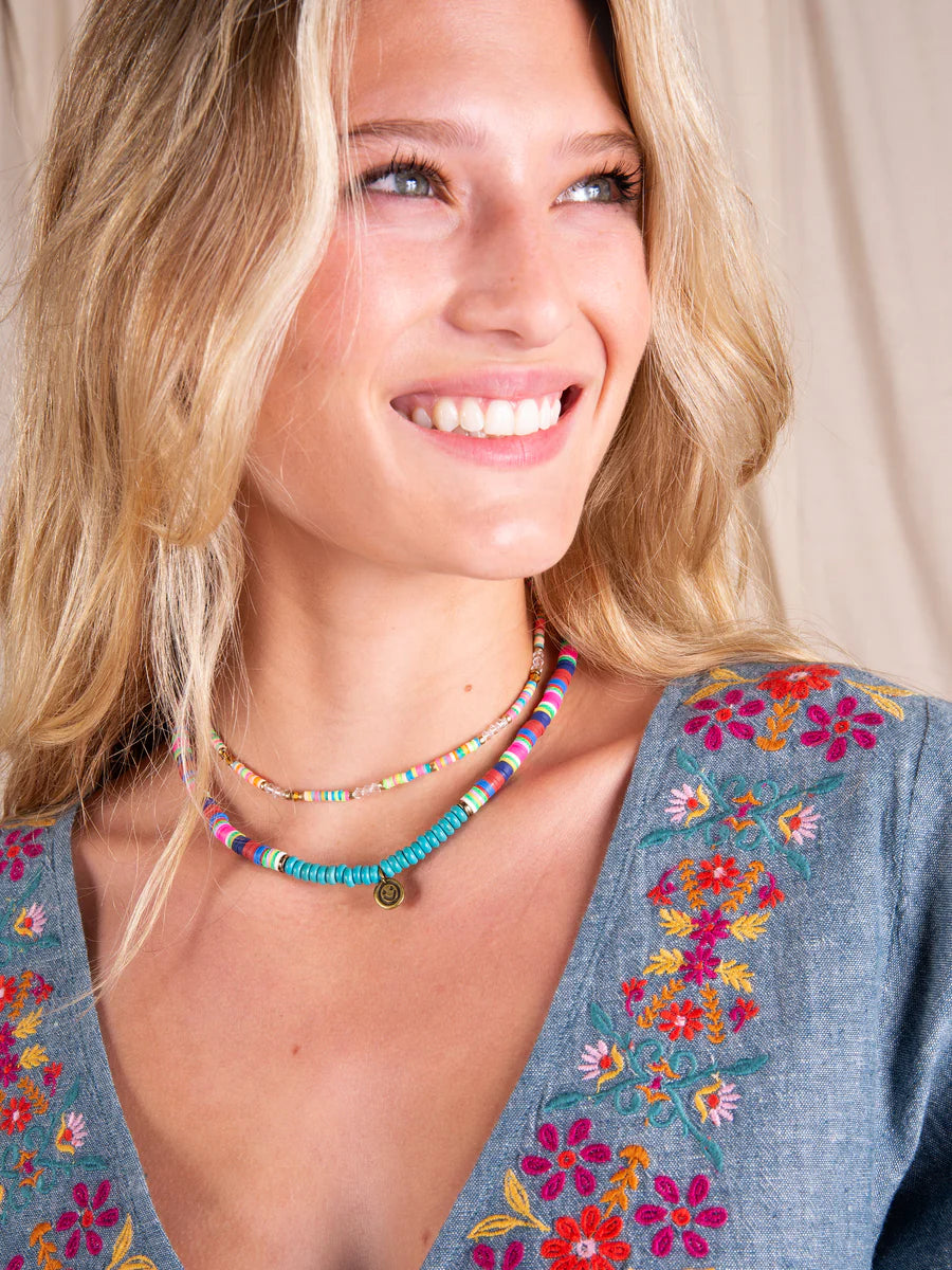 Vinyl Disc Beaded Choker