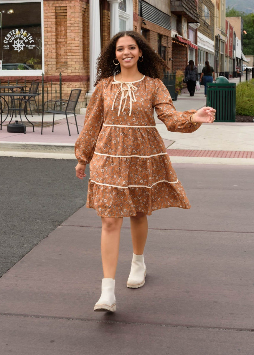 Naomi Ginger Brown Mini Dress Polagram – Lena Layne