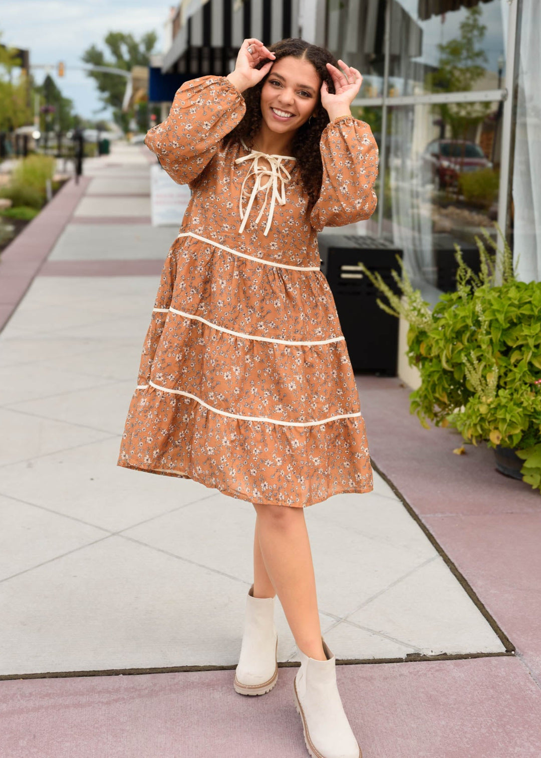 Naomi Ginger Brown Mini Dress Polagram 1X Naomi Ginger Brown Mini Dress Polagram 1X