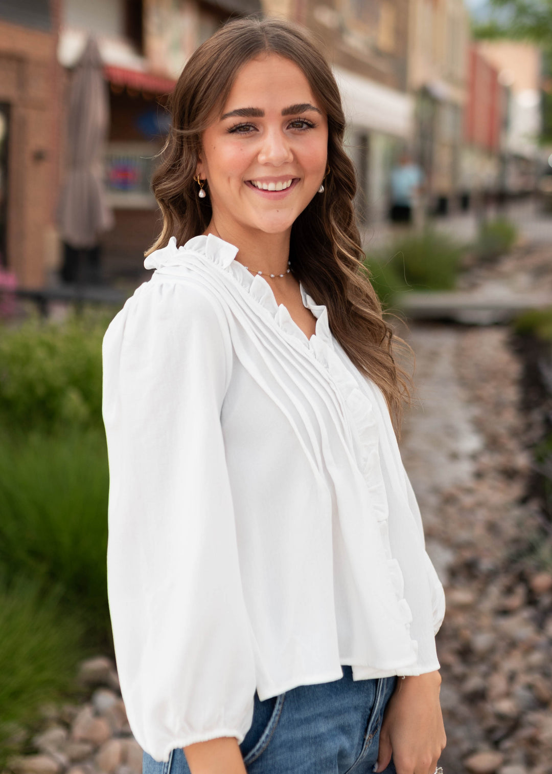 Natalie White Pintuck Blouse – Lena Layne