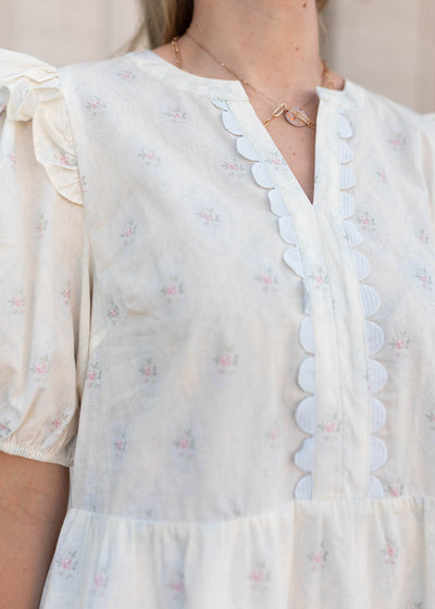 Vintage cream floral dress