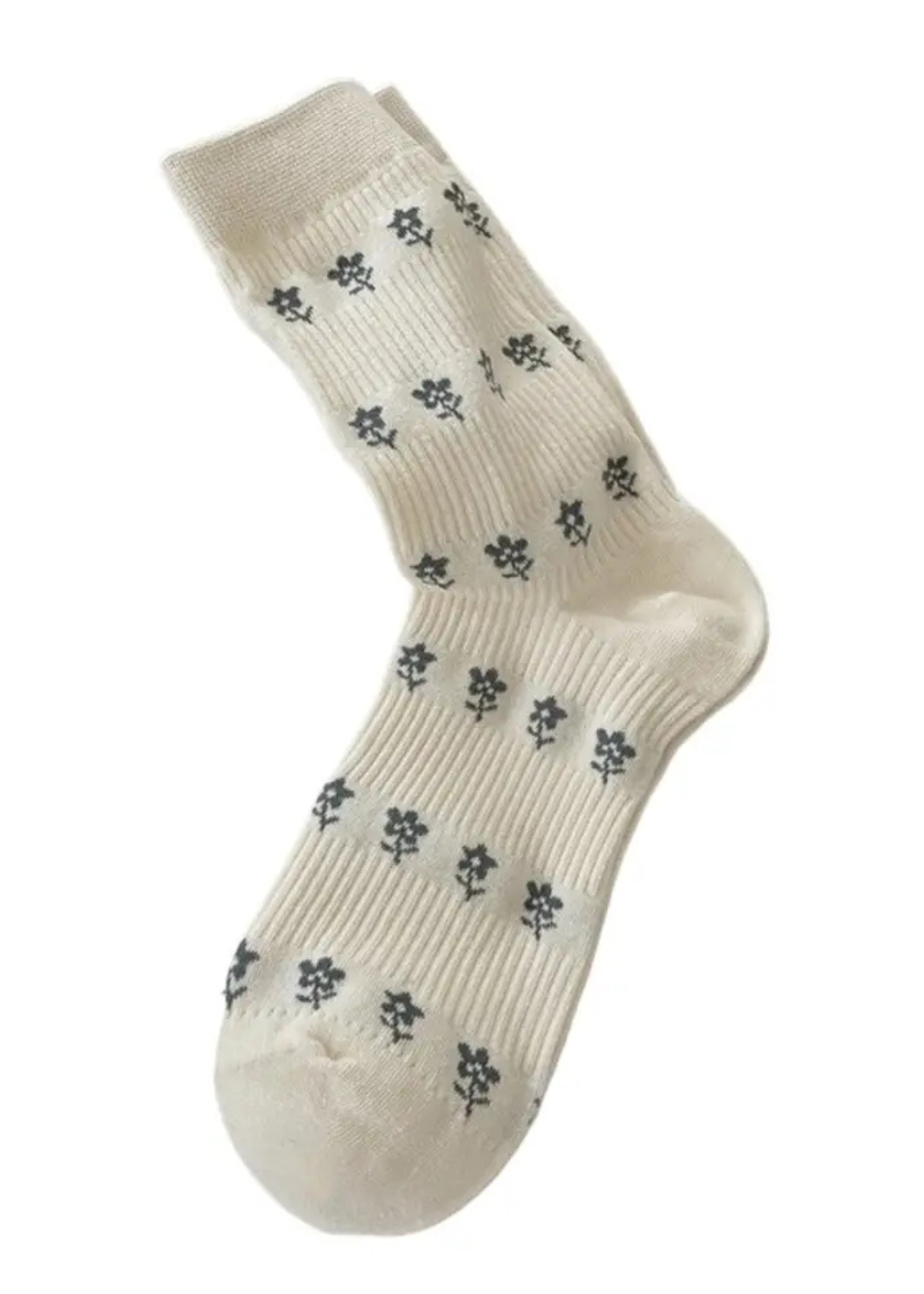 Nia Beige Floral Socks
