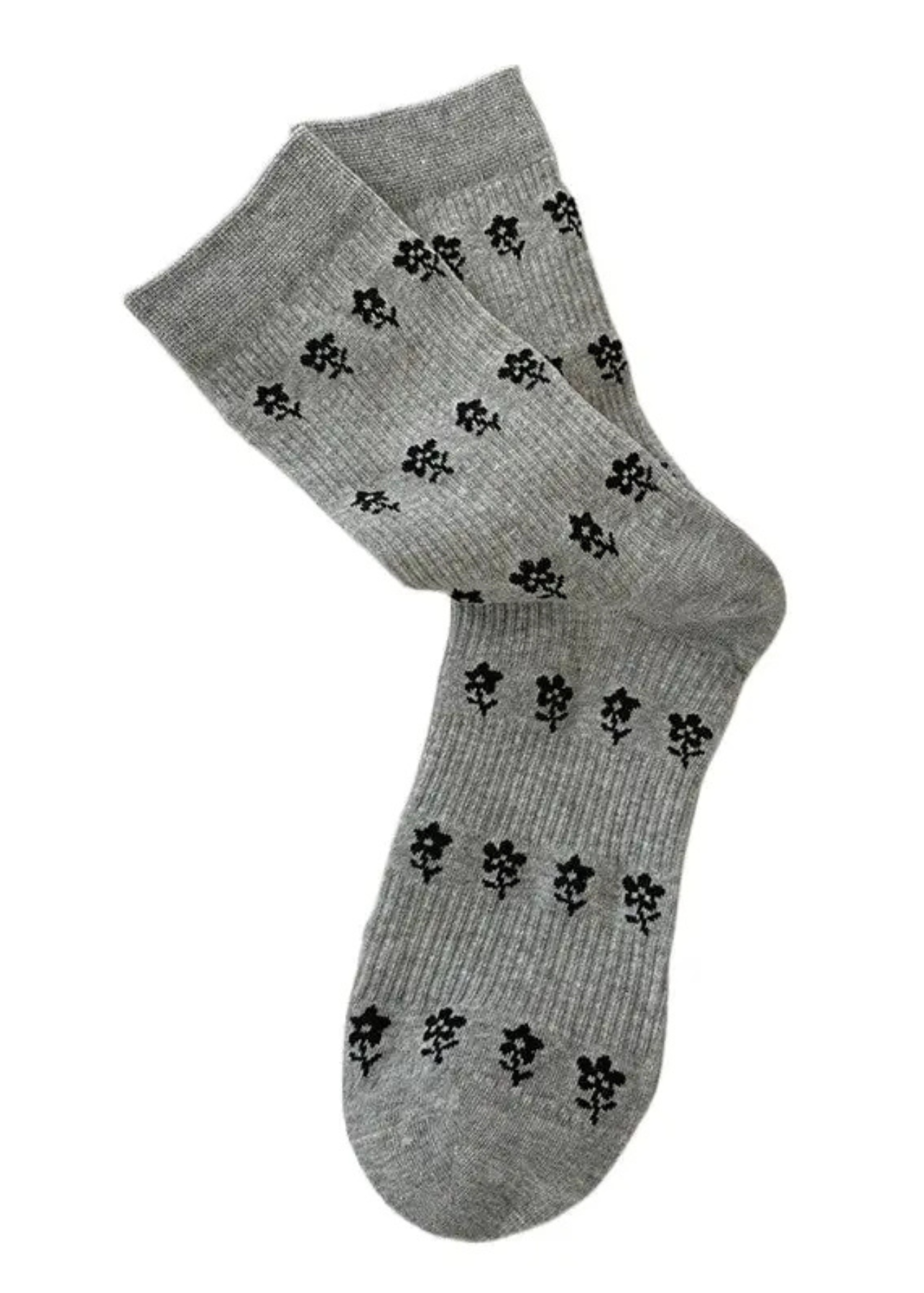 Nia Grey Floral Socks