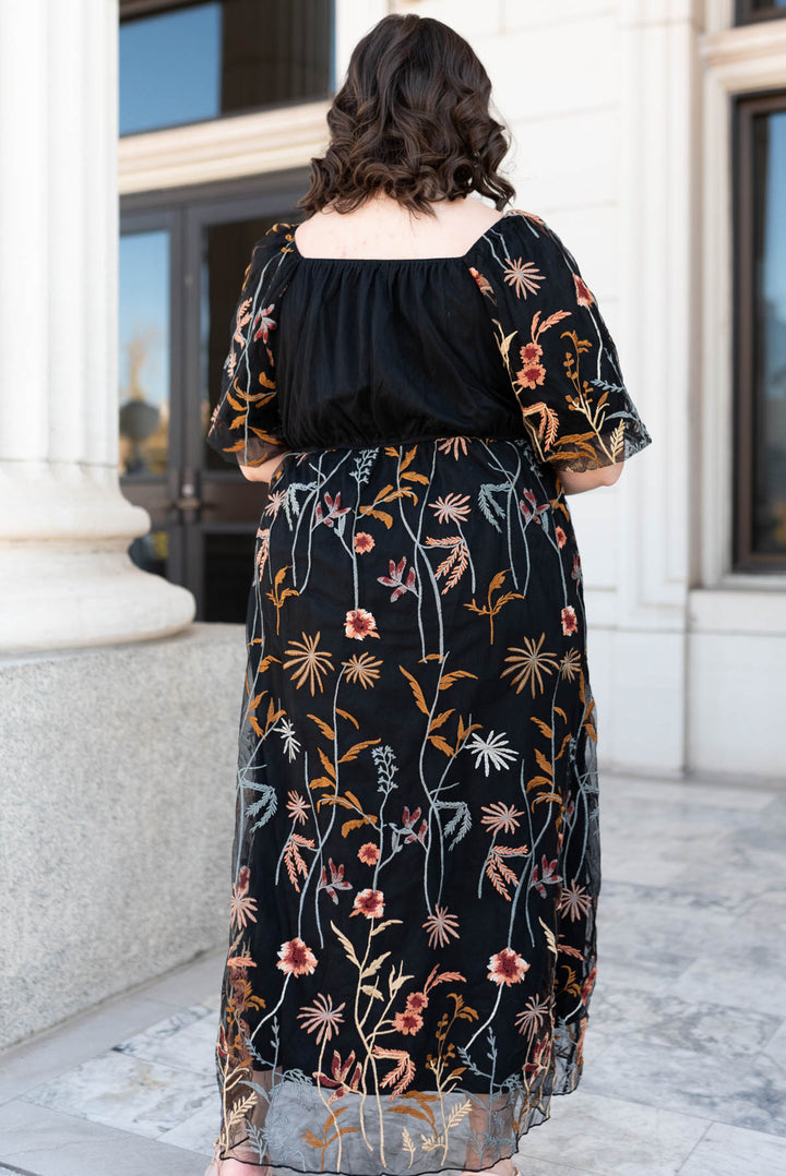 Nicola Black Embroidered Dress Polagram – Lena Layne