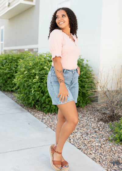 Short sleeve blush pink top