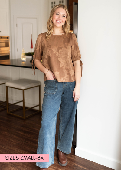 Modest Lena & Lou brown floral top