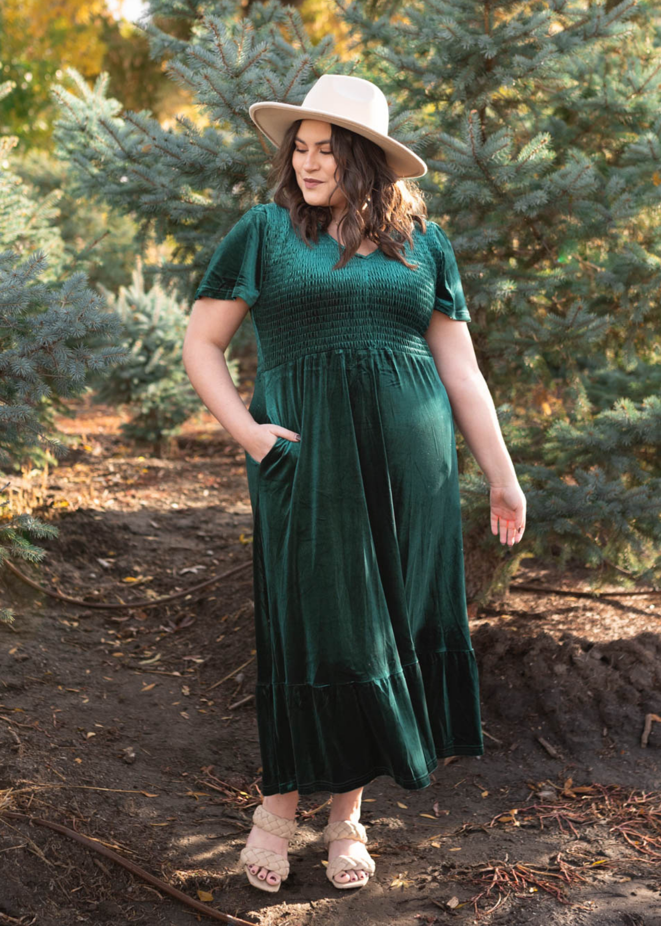Noel Evergreen Velvet Maxi Dress