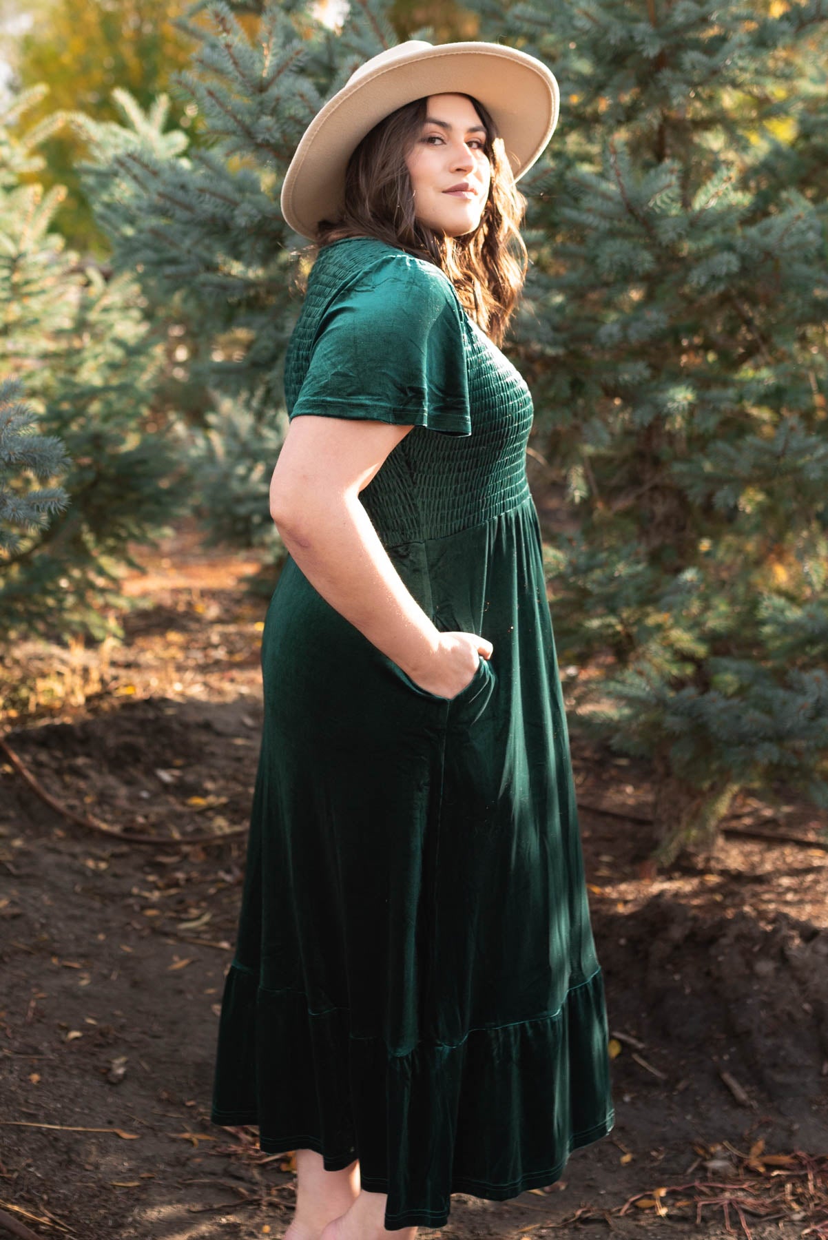 Noel Evergreen Velvet Maxi Dress