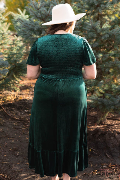 Noel Evergreen Velvet Maxi Dress