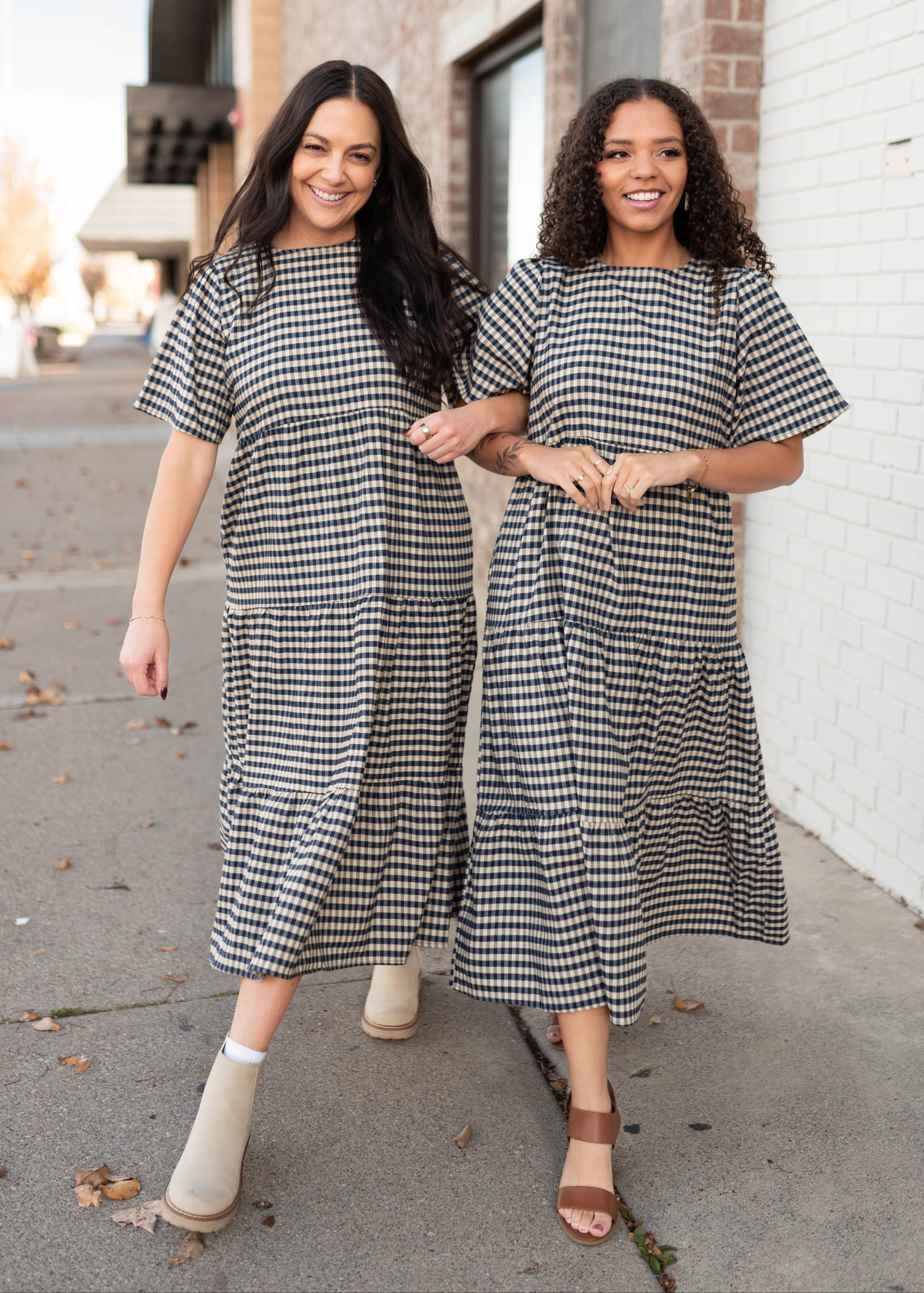 Nora Blue Gingham Tiered Dress